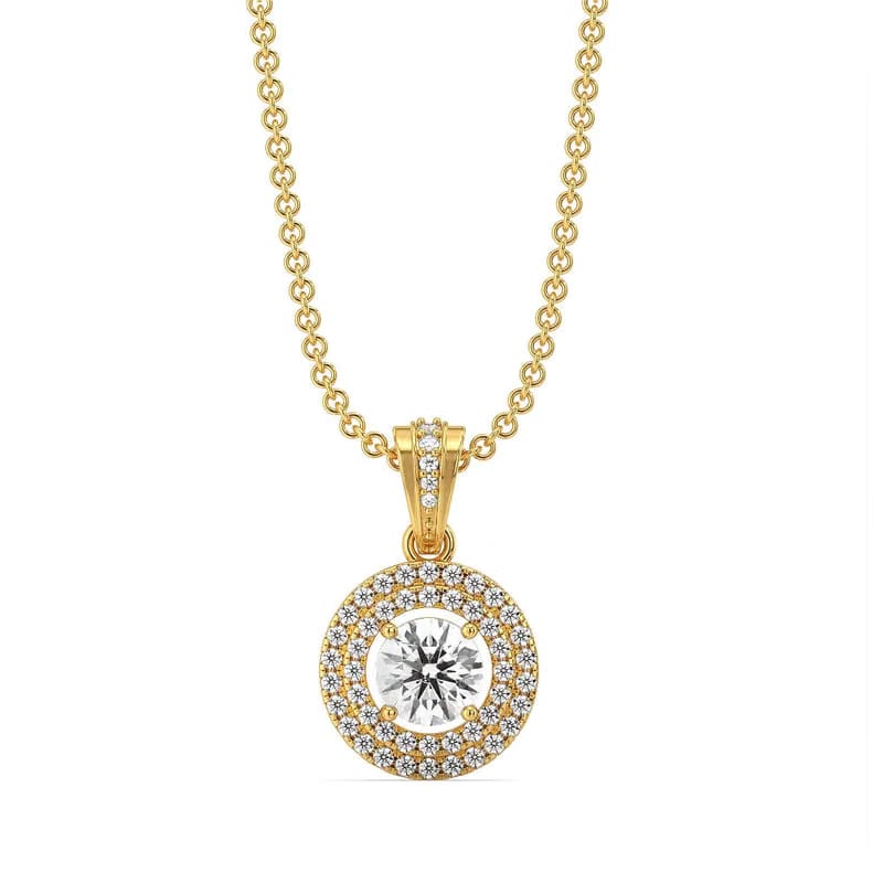 Dual Halo Round Lab Grown Diamond Pendant 9KT