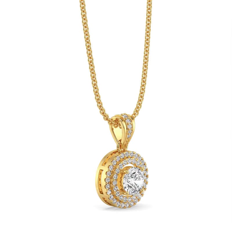Dual Halo Round Lab Grown Diamond Pendant 9KT