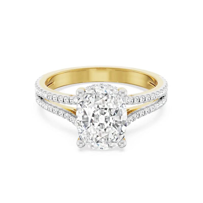 Duo Band Cushion Square Lab Diamond Ring