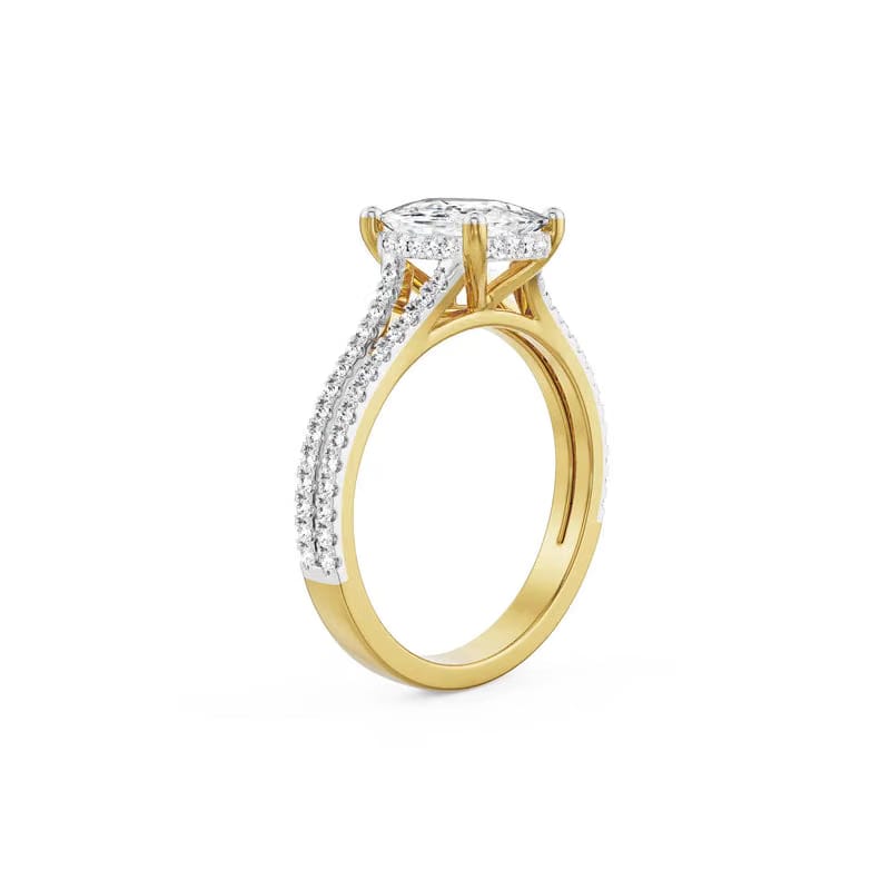 Duo Band Cushion Square Lab Diamond Ring