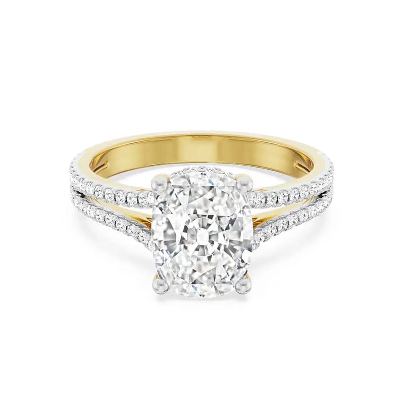 Duo Band Cushion Square Lab Diamond Ring 9KT