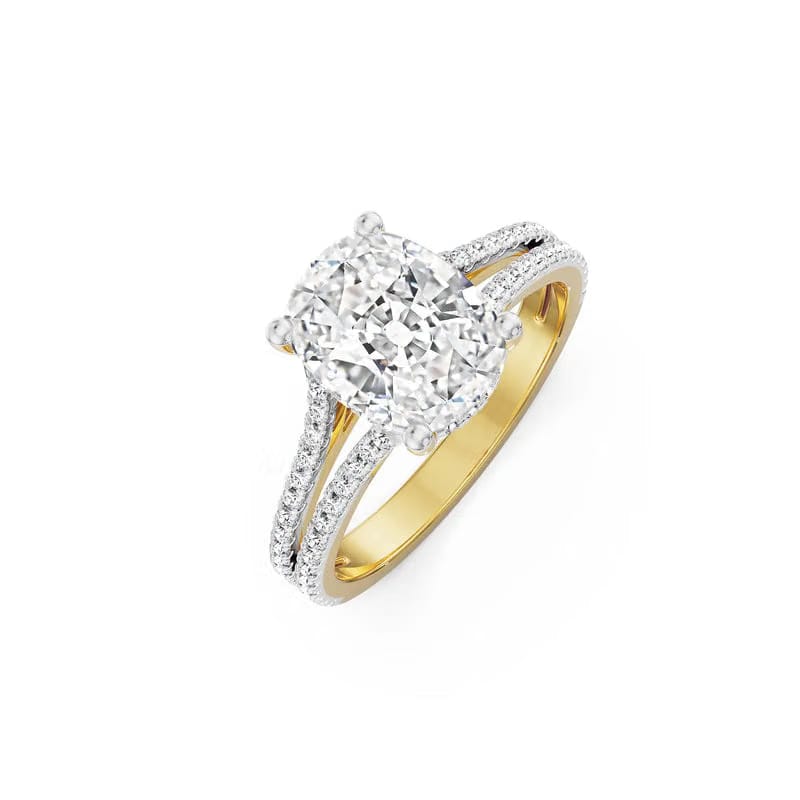 Duo Band Cushion Square Lab Diamond Ring 9KT