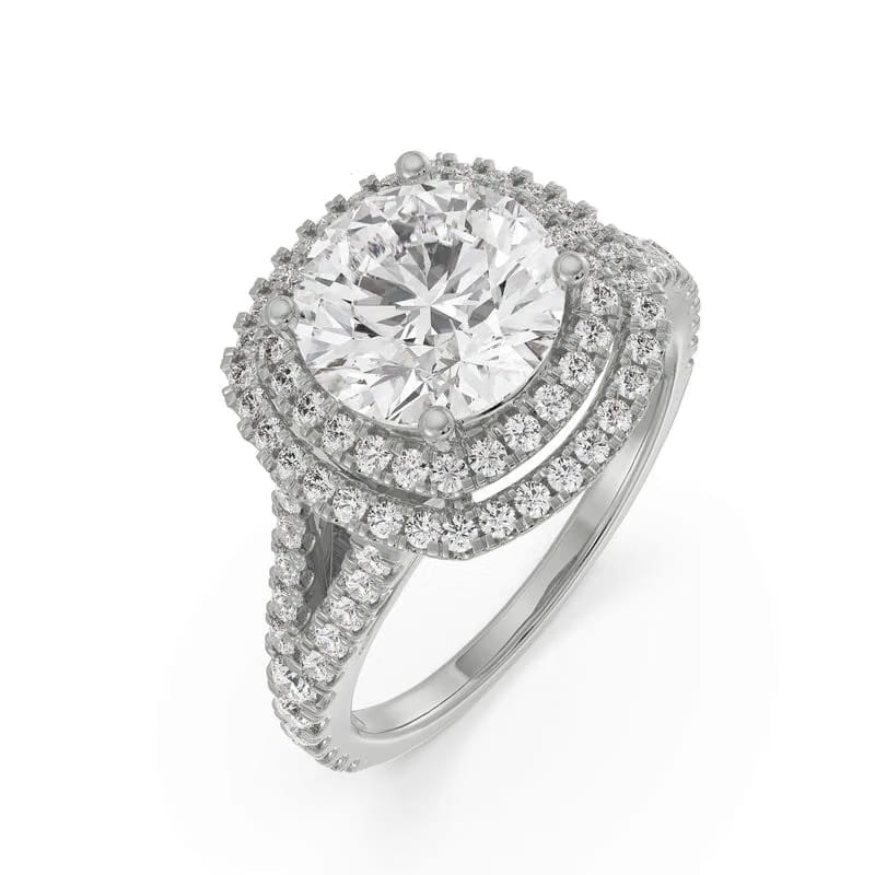 Duo Band Lab Grown Diamond Halo Ring