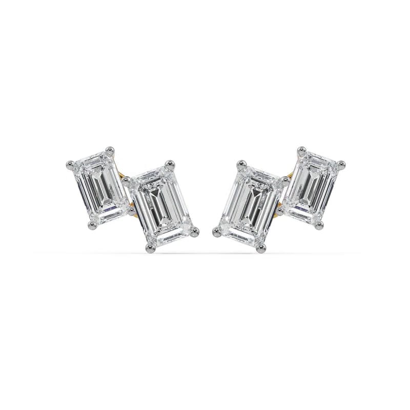 Duo Emerald Lab Grown Diamond Studs