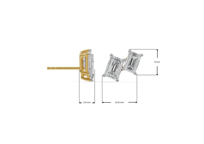 Duo Emerald Lab Grown Diamond Studs