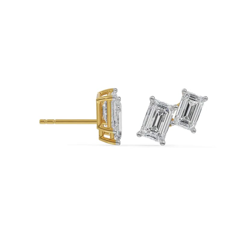 Duo Emerald Lab Grown Diamond Studs 9KT