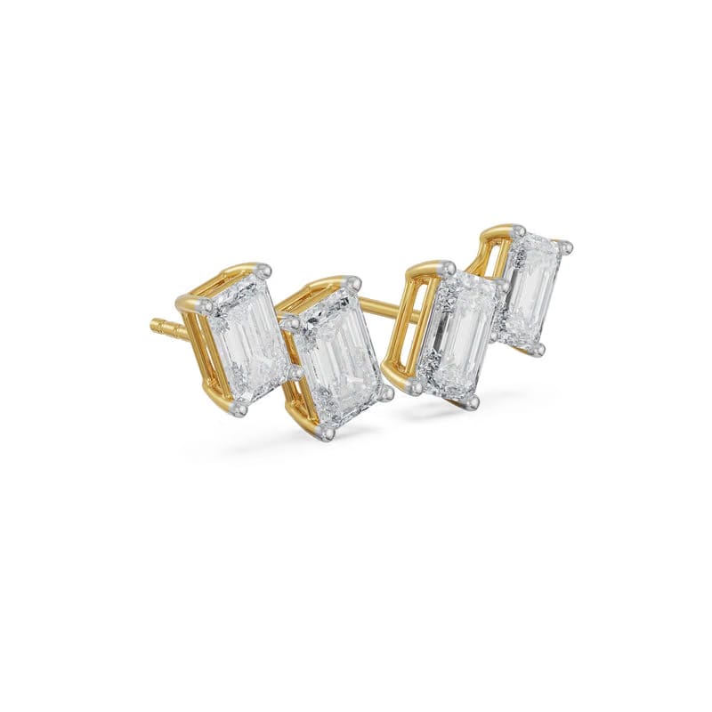 Duo Emerald Lab Grown Diamond Studs 9KT