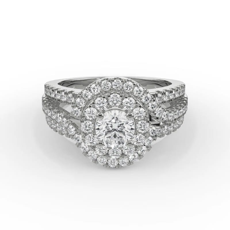 Duo Halo Lab Diamond Engagement Ring