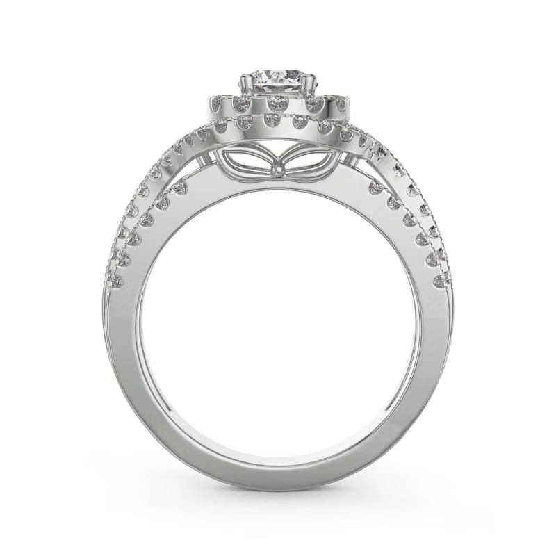 Duo Halo Lab Diamond Engagement Ring