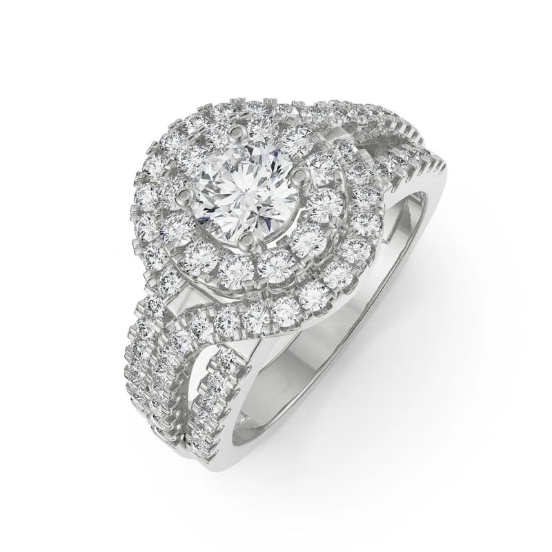 Duo Halo Lab Diamond Engagement Ring