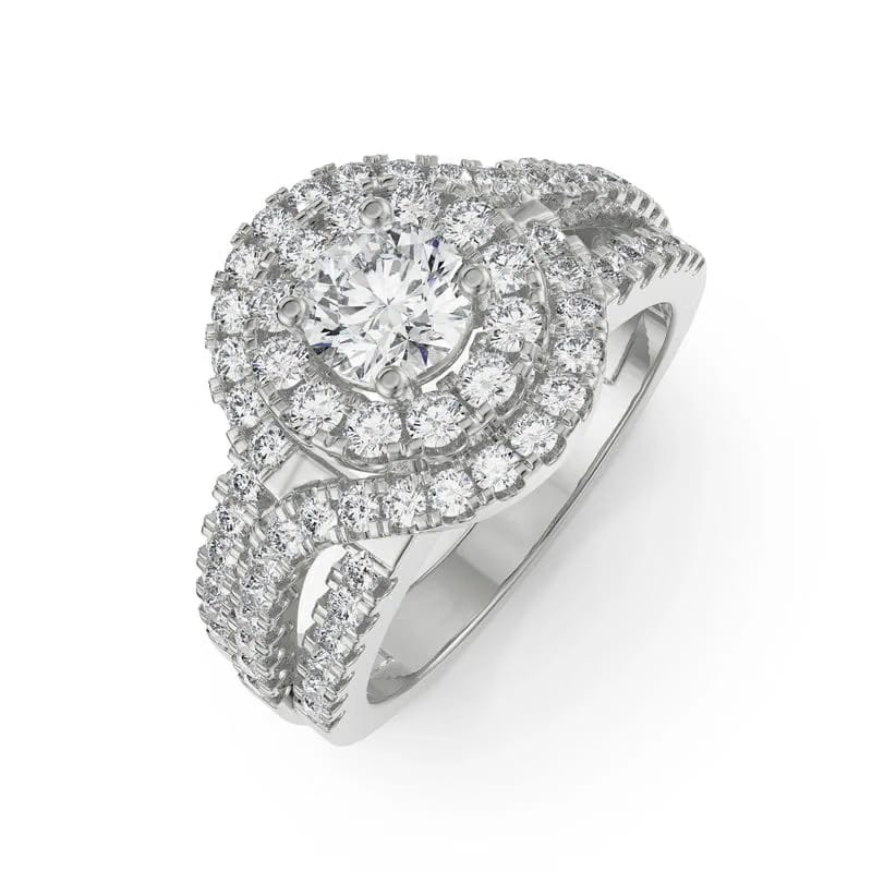 Duo Halo Lab Diamond Engagement Ring 9KT