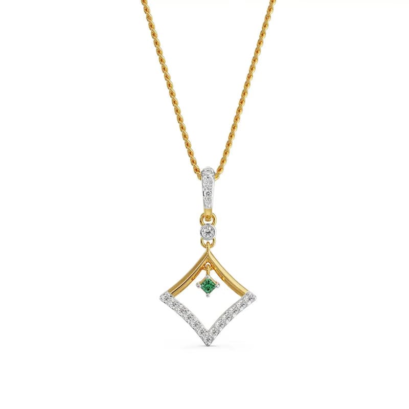Elegant Emerald Lab Grown Diamond Pendant 9KT