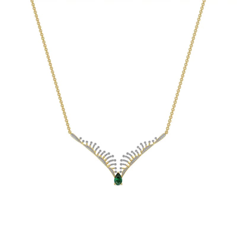 Emerald & Wings Lab Grown Diamond Necklace
