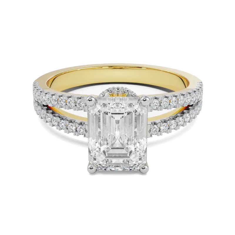 Emerald Cut Lab Grown Diamond Bridal Ring