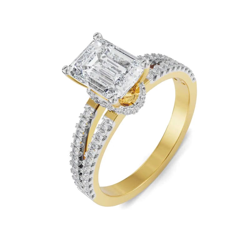 Emerald Cut Lab Grown Diamond Bridal Ring