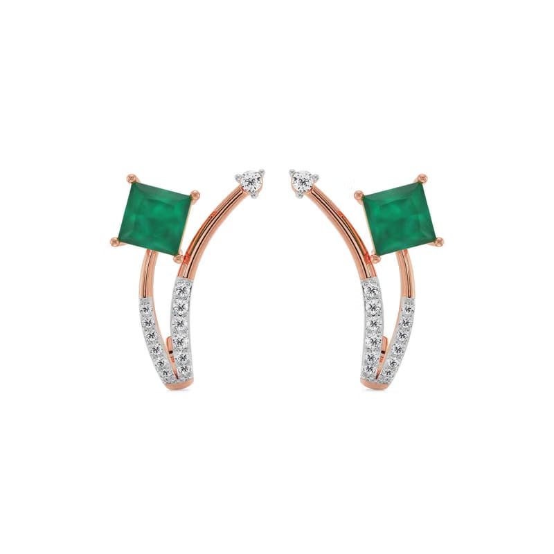 Emerald Delight Lab Grown Diamond Earrings