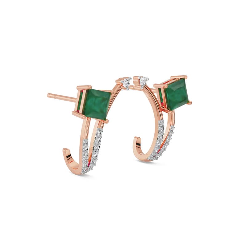 Emerald Delight Lab Grown Diamond Earrings
