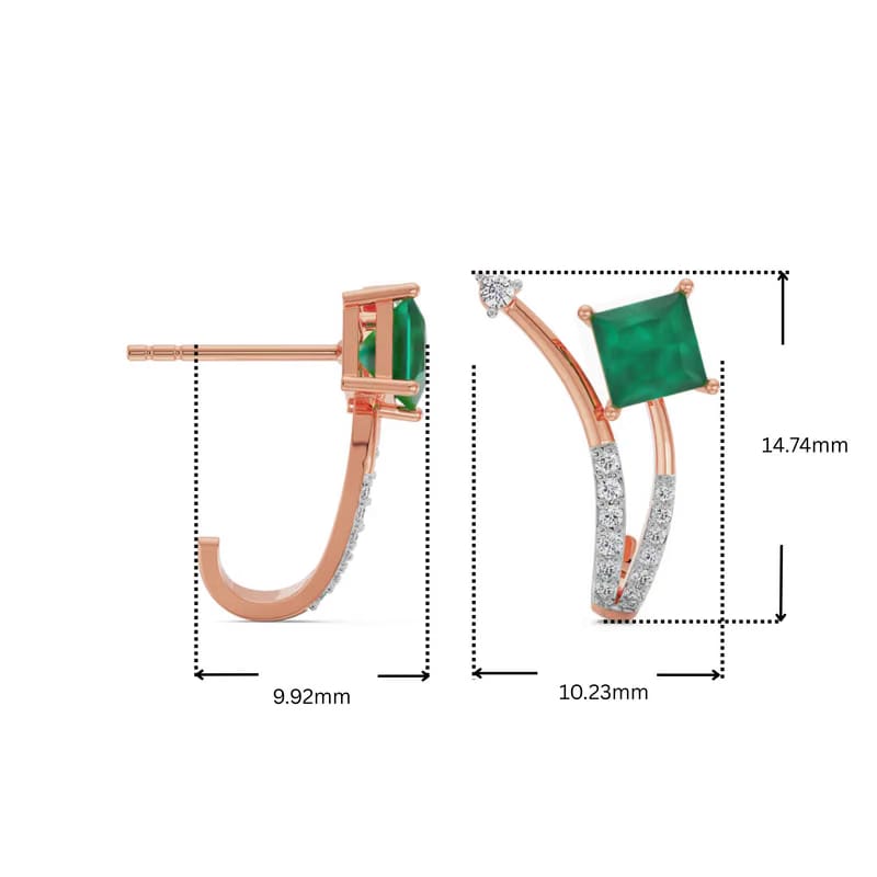 Emerald Delight Lab Grown Diamond Earrings