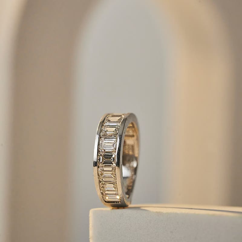 Emerald Eternity Diamond Band_in_stock