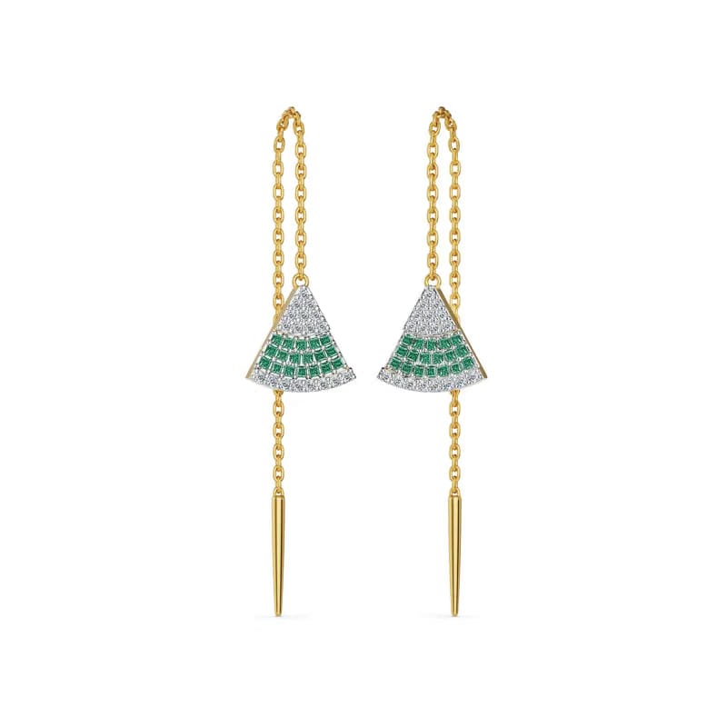 Emerald Fanfare Sui Dhaga Lab Diamond Earrings