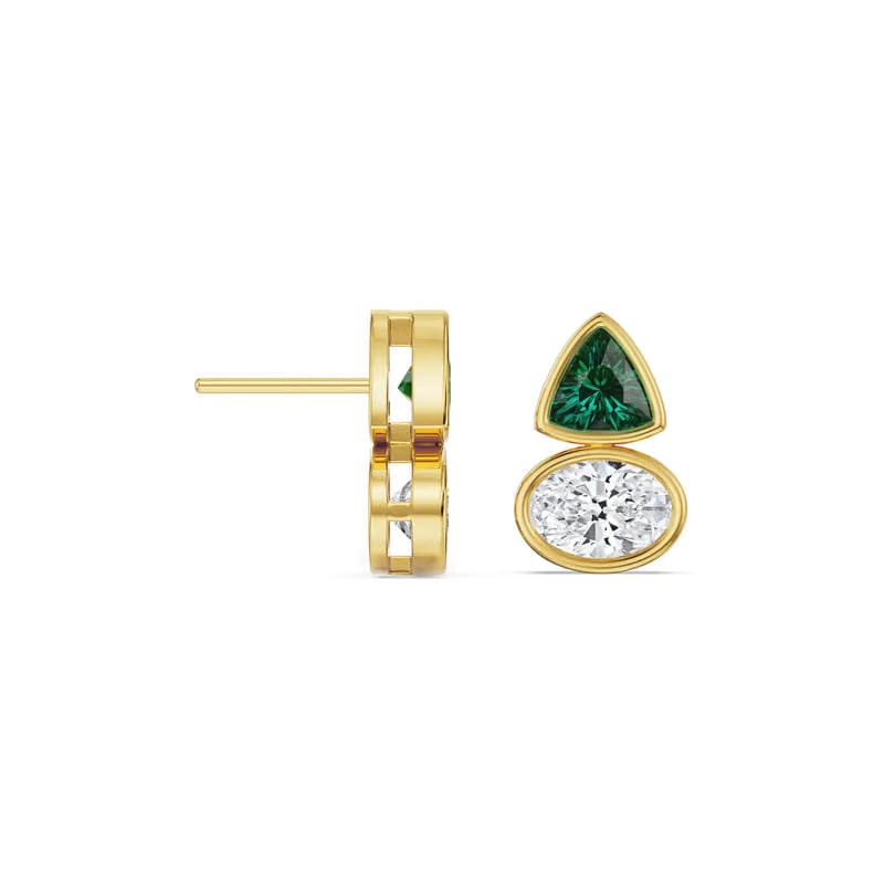Emerald Geometric Lab Grown Diamond Earrings