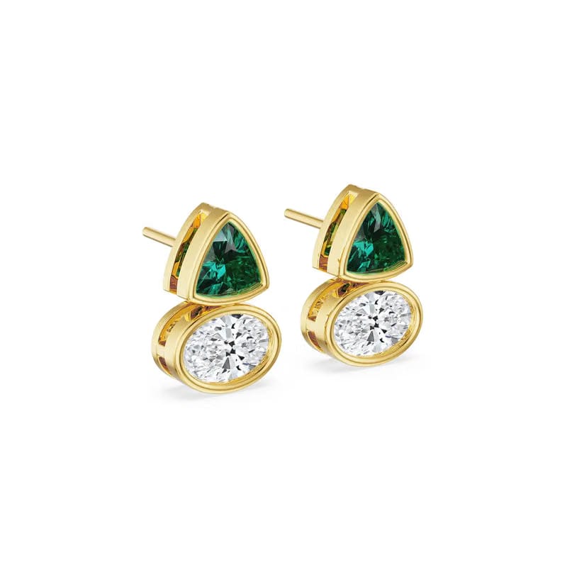 Emerald Geometric Lab Grown Diamond Earrings