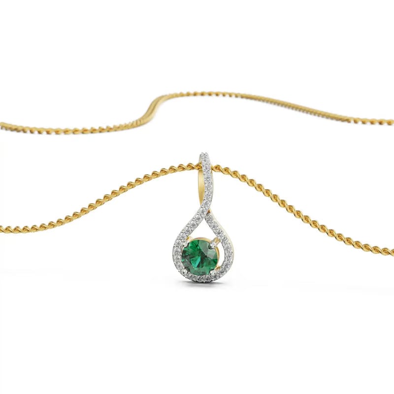 Emerald Pave Lab Grown Diamond Pendant 9KT