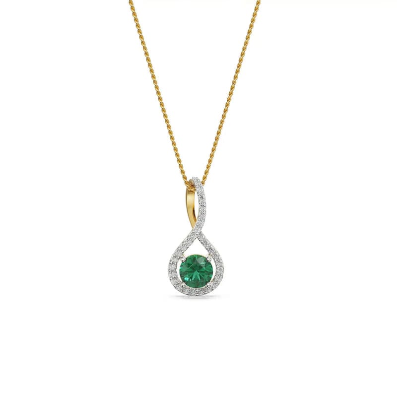 Emerald Pave Lab Grown Diamond Pendant 9KT