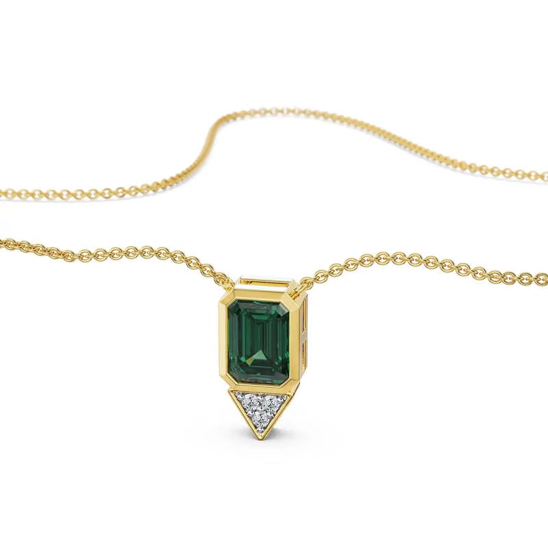 Emerald Spark Drop Lab Grown Diamond Necklace