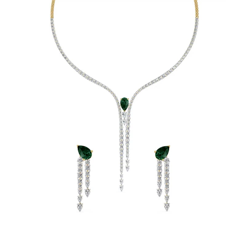 Empress Dewdrop Lab Grown Diamond Necklace Set 9KT