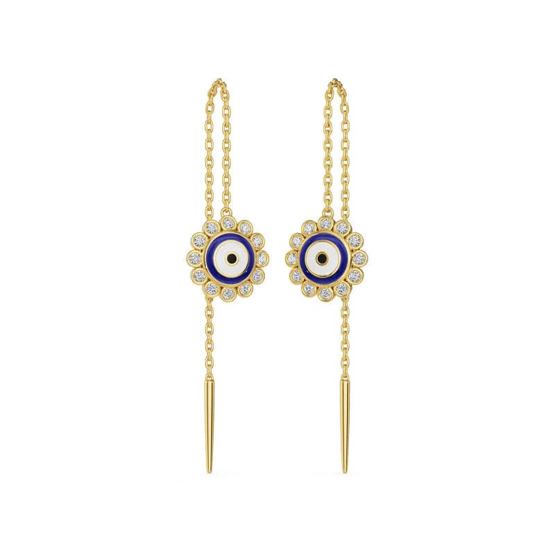 Evil Eye Sui Dhaga Lab Grown Diamond Earrings