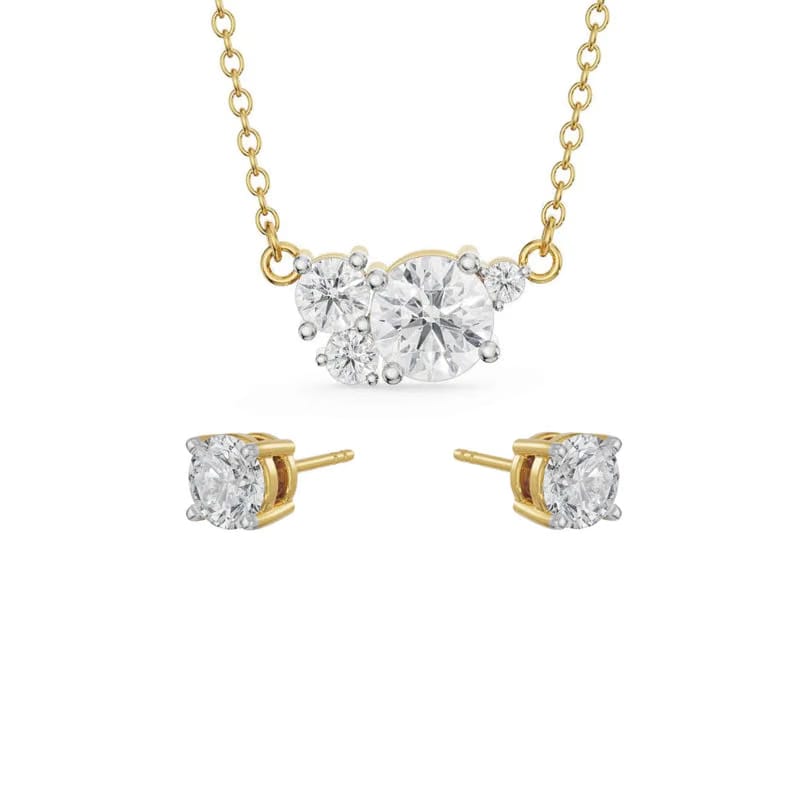 Faiza Solitaire Lab Diamond Necklace Set 9KT