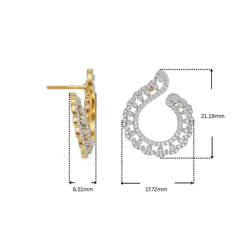 Feather Shaped Diamond Earrings_in_stock