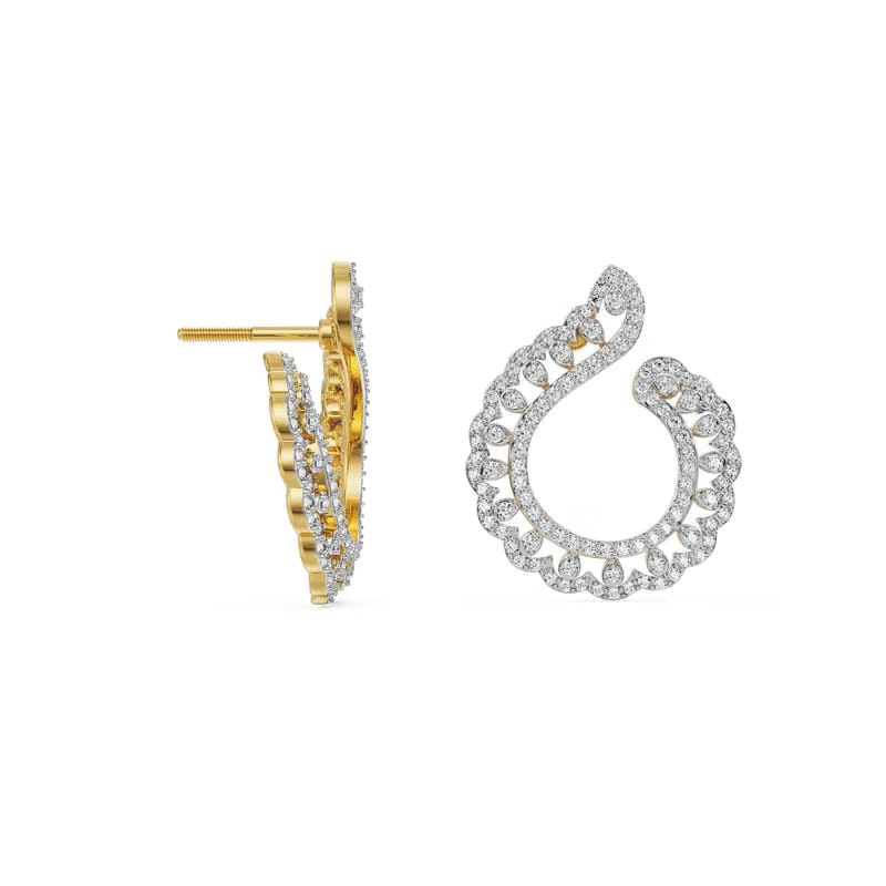 Feather Shaped Lab Grown Diamond Earrings