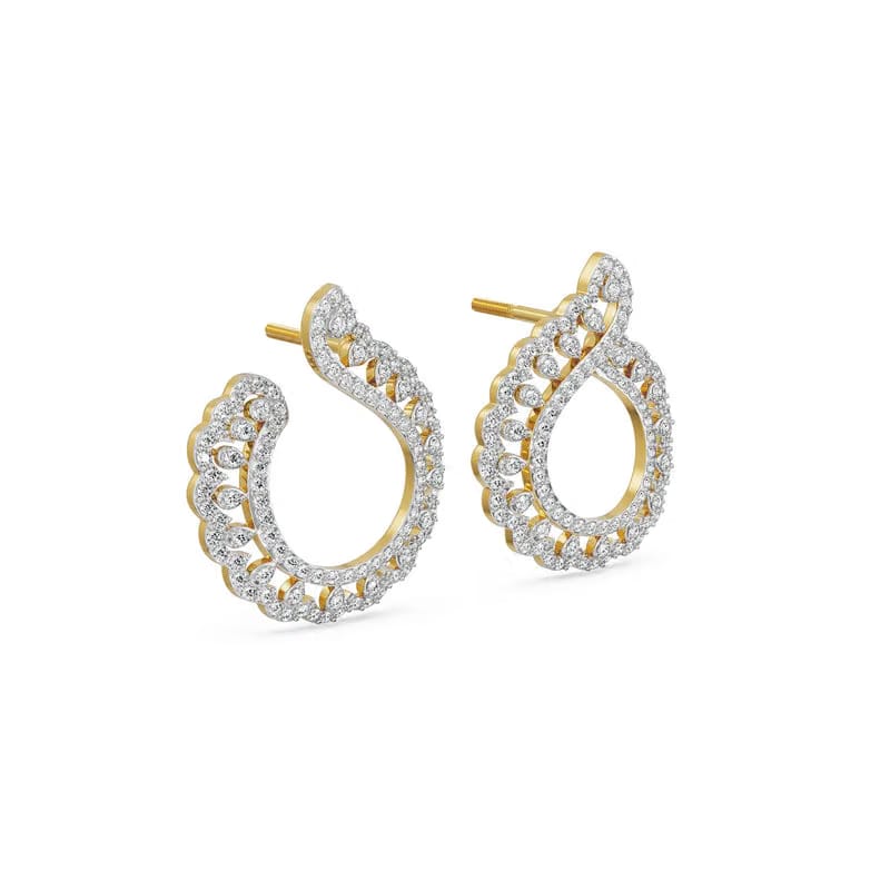 Feather Shaped Lab Grown Diamond Earrings 9KT