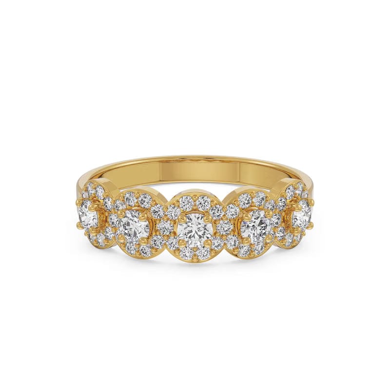 Five Stone Lab Grown Diamond Solitaire Halo Ring