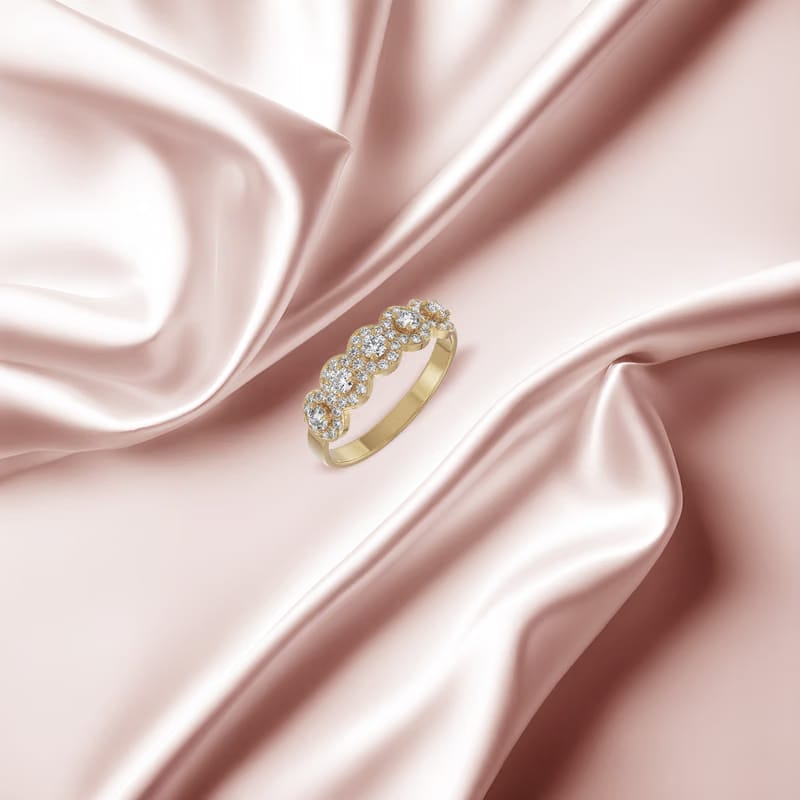 Five Stone Lab Grown Diamond Solitaire Halo Ring