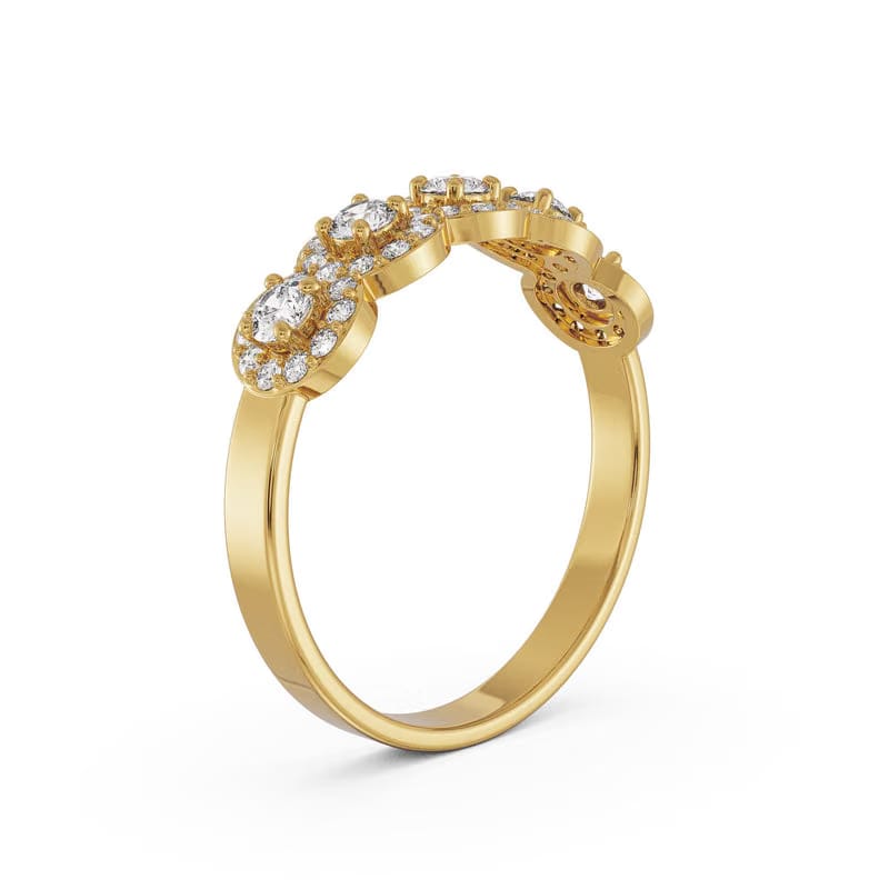 Five Stone Solitaire Halo Ring_in_stock