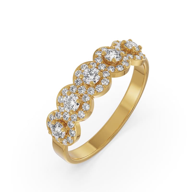 Five Stone Solitaire Halo Ring_in_stock
