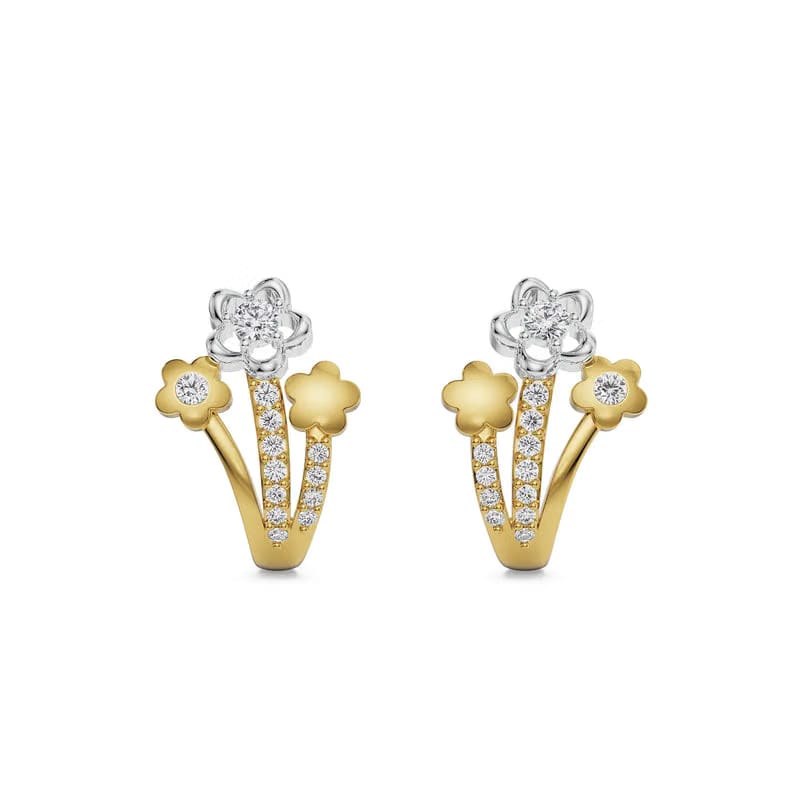 Floral Bloom Lab Grown Diamond Studs 9KT