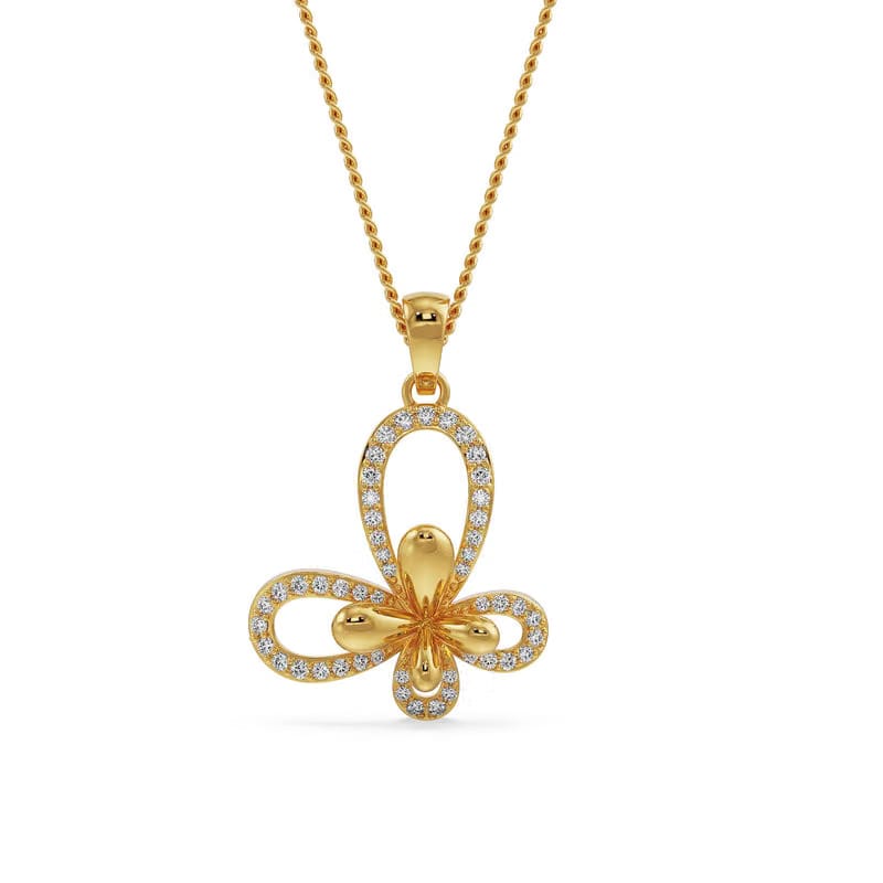 Floral Butterfly Lab Grown Diamond Pendant