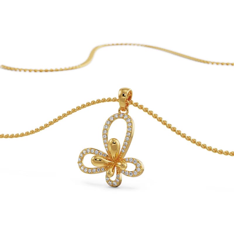 Floral Butterfly Lab Grown Diamond Pendant
