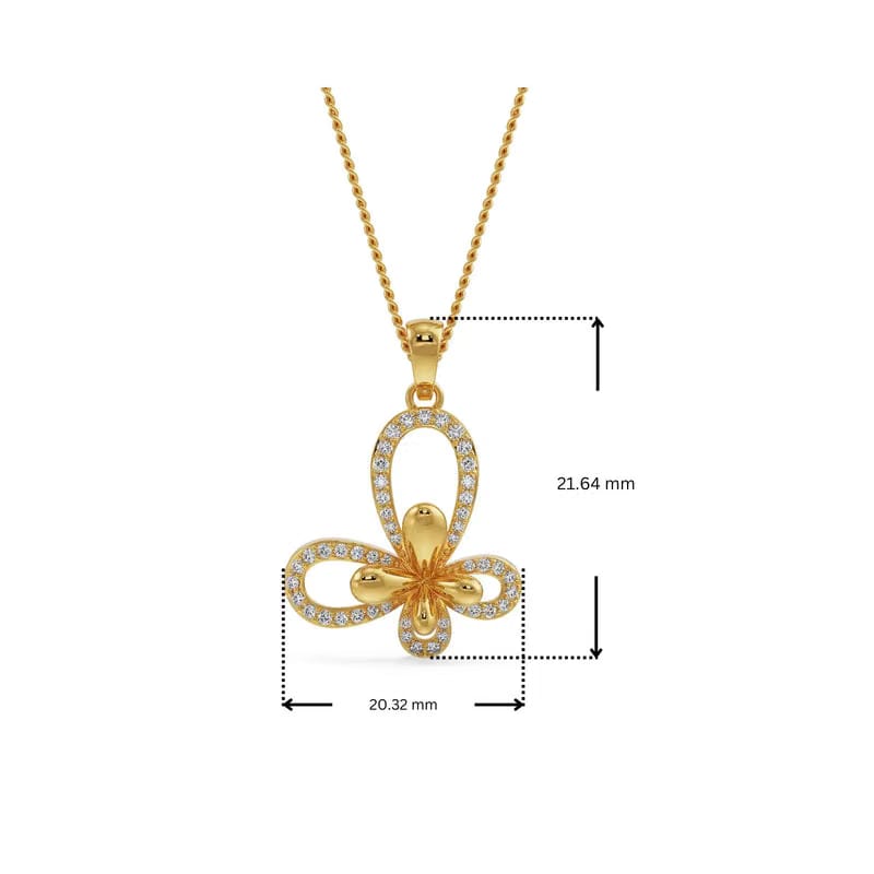 Floral Butterfly Lab Grown Diamond Pendant 9KT