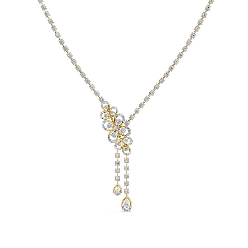 Floral Cascade Lab Grown Diamond Necklace 9KT