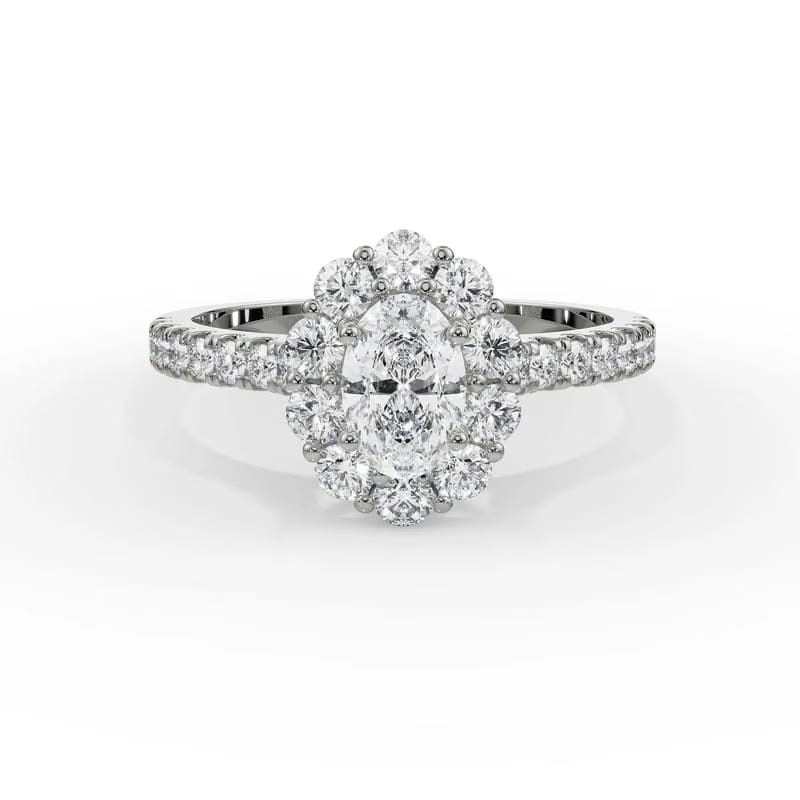 Floral Halo Lab Diamond Engagement Ring