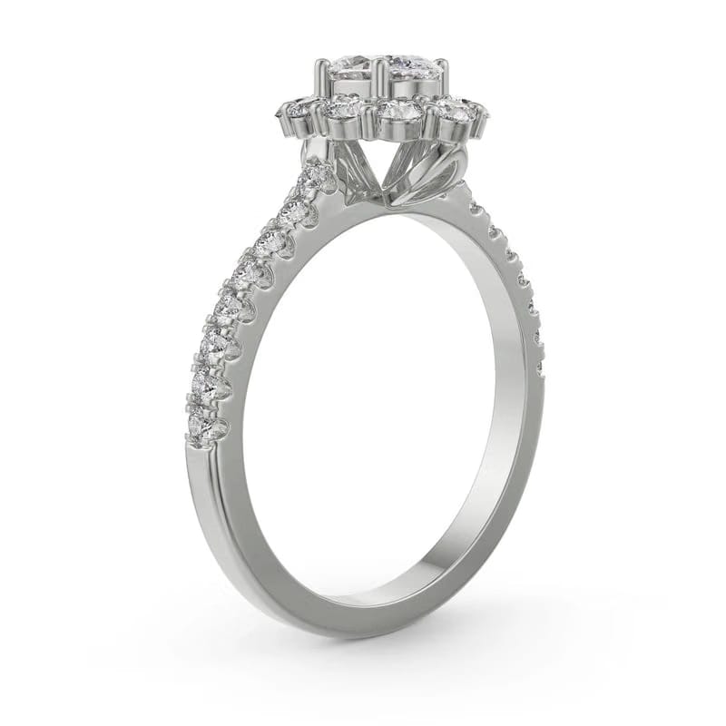 Floral Halo Lab Diamond Engagement Ring