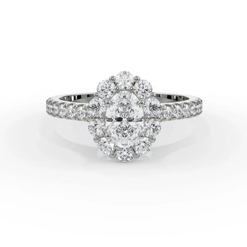 Floral Halo Lab Diamond Engagement Ring 9KT
