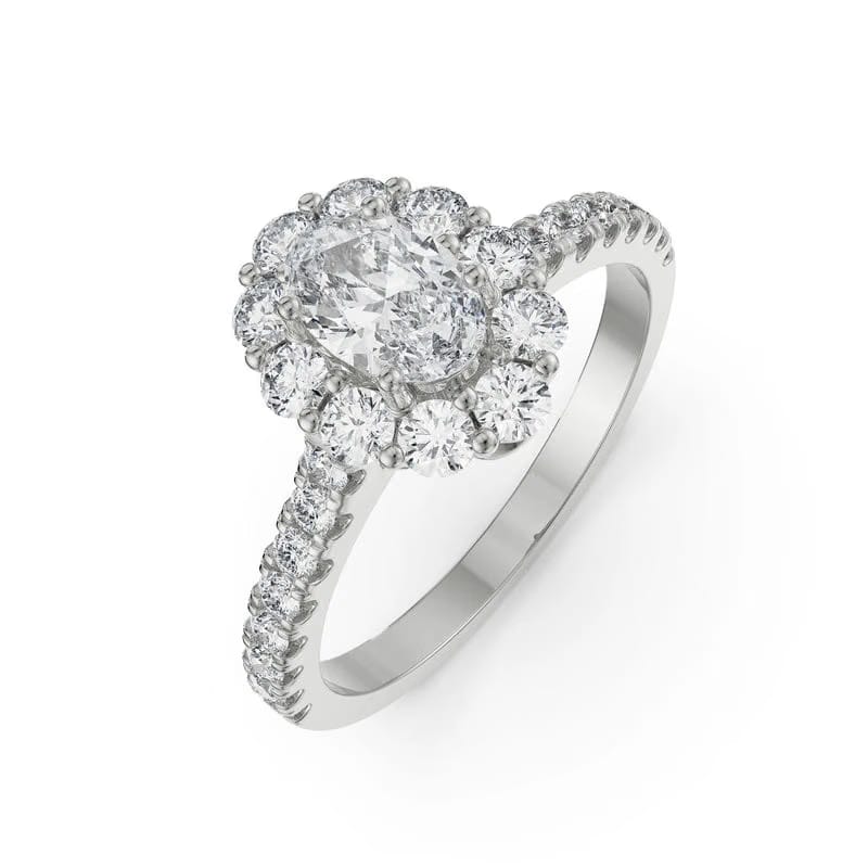 Floral Halo Lab Diamond Engagement Ring 9KT