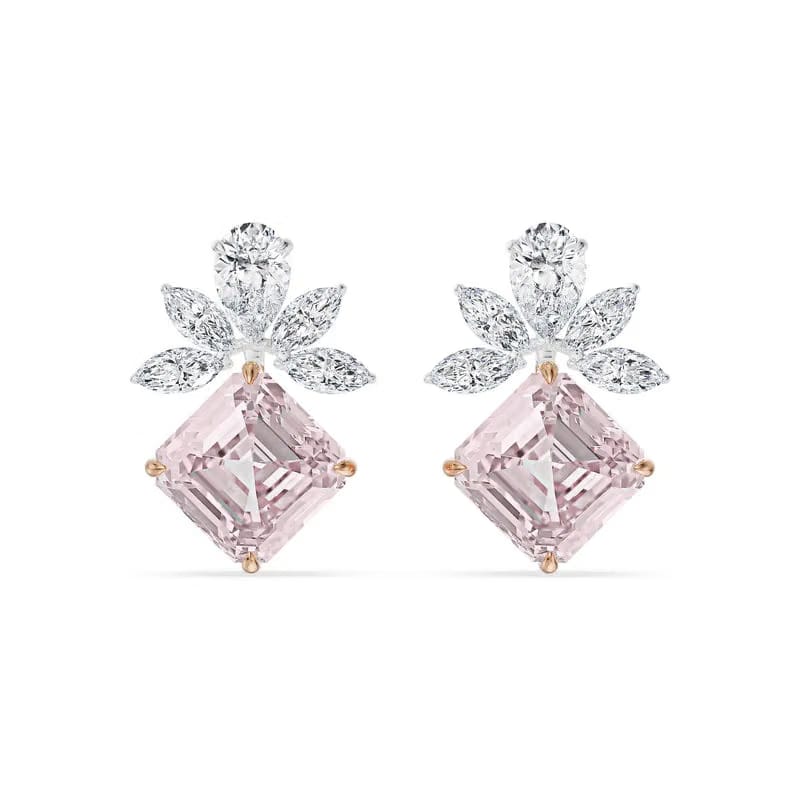 Floral Pink Lab Grown Diamond Earrings