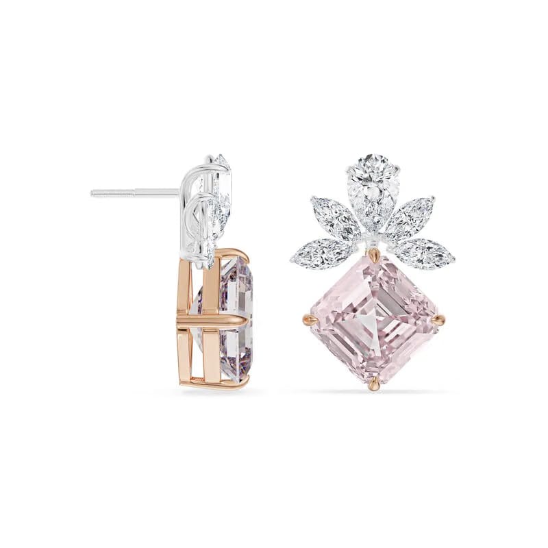 Floral Pink Lab Grown Diamond Earrings